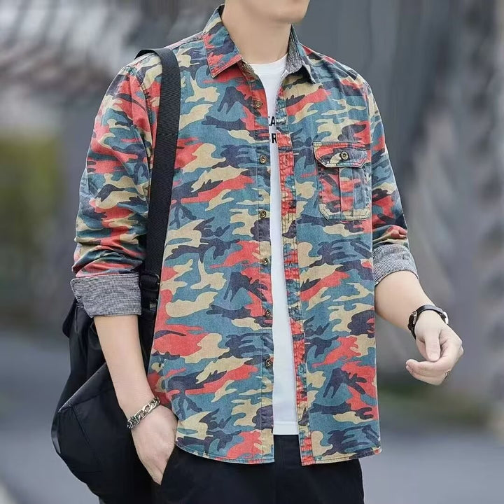 Discover the Ultimate Men's Retro Camouflage Long Sleeve Casual Shirt